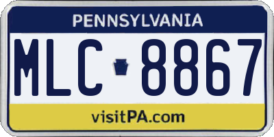 PA license plate MLC8867