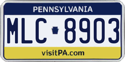 PA license plate MLC8903