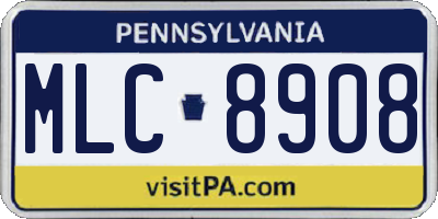 PA license plate MLC8908