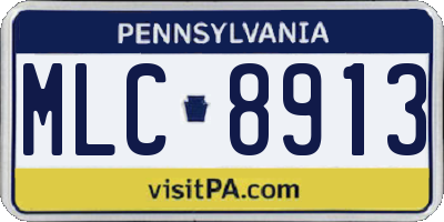 PA license plate MLC8913