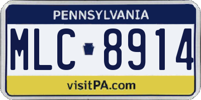 PA license plate MLC8914