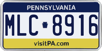 PA license plate MLC8916