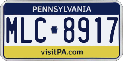 PA license plate MLC8917