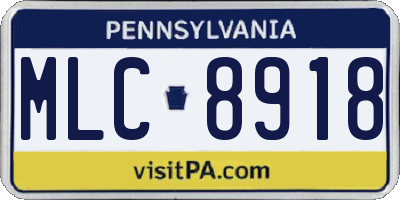 PA license plate MLC8918