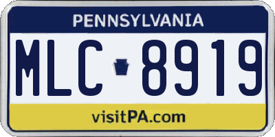 PA license plate MLC8919