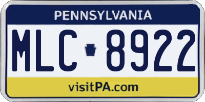 PA license plate MLC8922