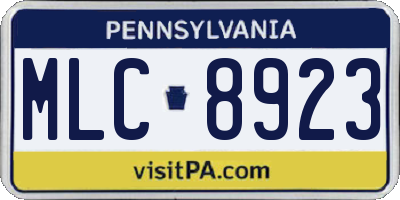 PA license plate MLC8923