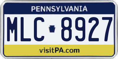 PA license plate MLC8927