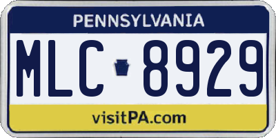 PA license plate MLC8929