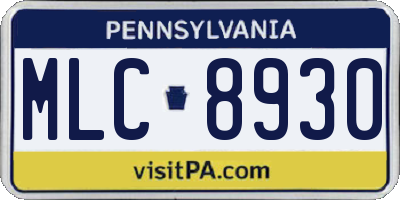 PA license plate MLC8930