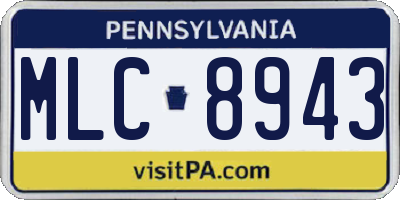 PA license plate MLC8943