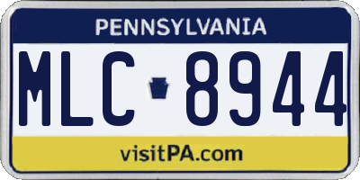 PA license plate MLC8944