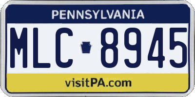 PA license plate MLC8945