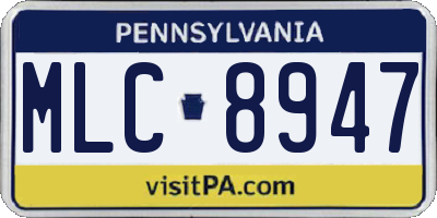PA license plate MLC8947