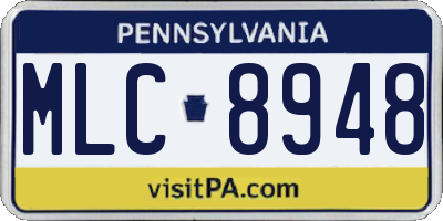 PA license plate MLC8948