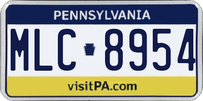 PA license plate MLC8954