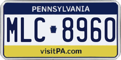 PA license plate MLC8960