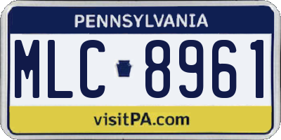 PA license plate MLC8961