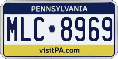 PA license plate MLC8969