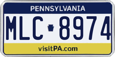 PA license plate MLC8974
