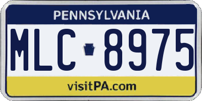 PA license plate MLC8975