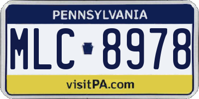 PA license plate MLC8978