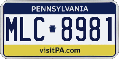 PA license plate MLC8981