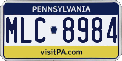 PA license plate MLC8984