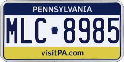 PA license plate MLC8985