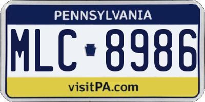 PA license plate MLC8986