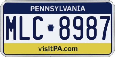 PA license plate MLC8987