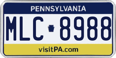 PA license plate MLC8988