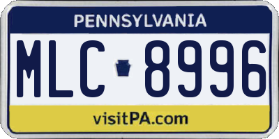 PA license plate MLC8996