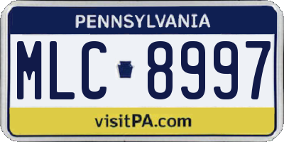 PA license plate MLC8997