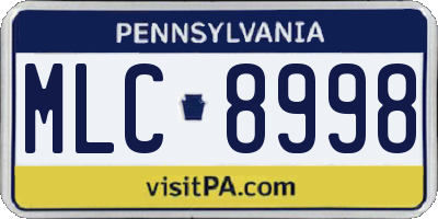 PA license plate MLC8998