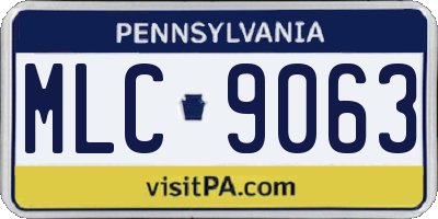 PA license plate MLC9063