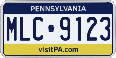 PA license plate MLC9123
