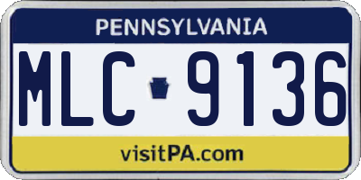 PA license plate MLC9136