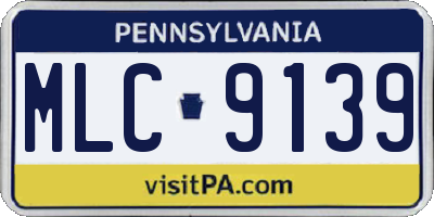 PA license plate MLC9139