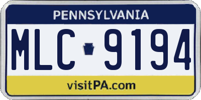 PA license plate MLC9194