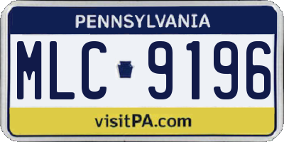 PA license plate MLC9196