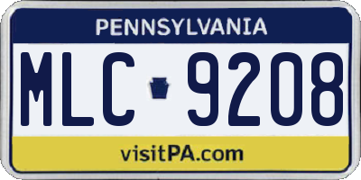 PA license plate MLC9208