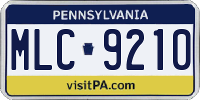 PA license plate MLC9210
