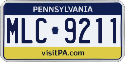 PA license plate MLC9211