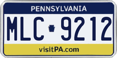 PA license plate MLC9212