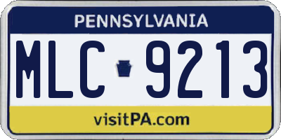 PA license plate MLC9213