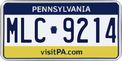 PA license plate MLC9214