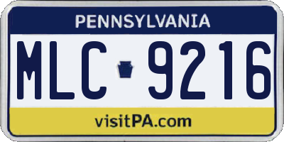PA license plate MLC9216