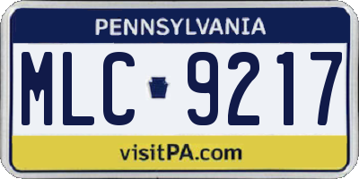 PA license plate MLC9217