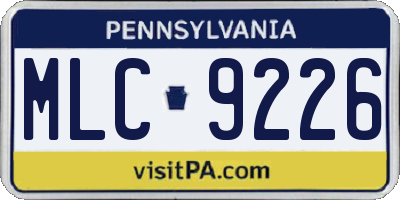PA license plate MLC9226